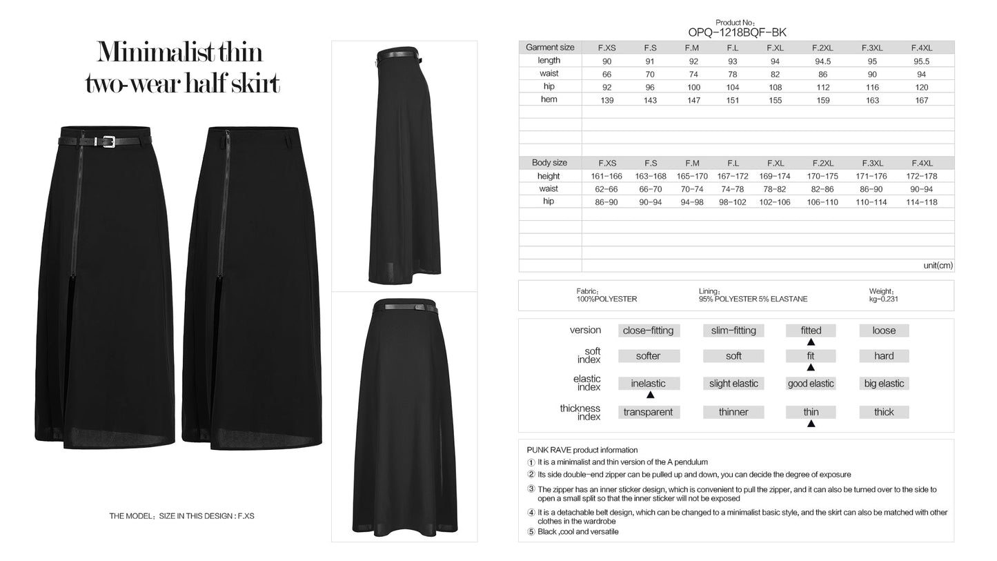 Fashion-forward model showcasing the versatile Punk Rave Brianna Black Midi Skirt, made from high-quality materials for effortless style.