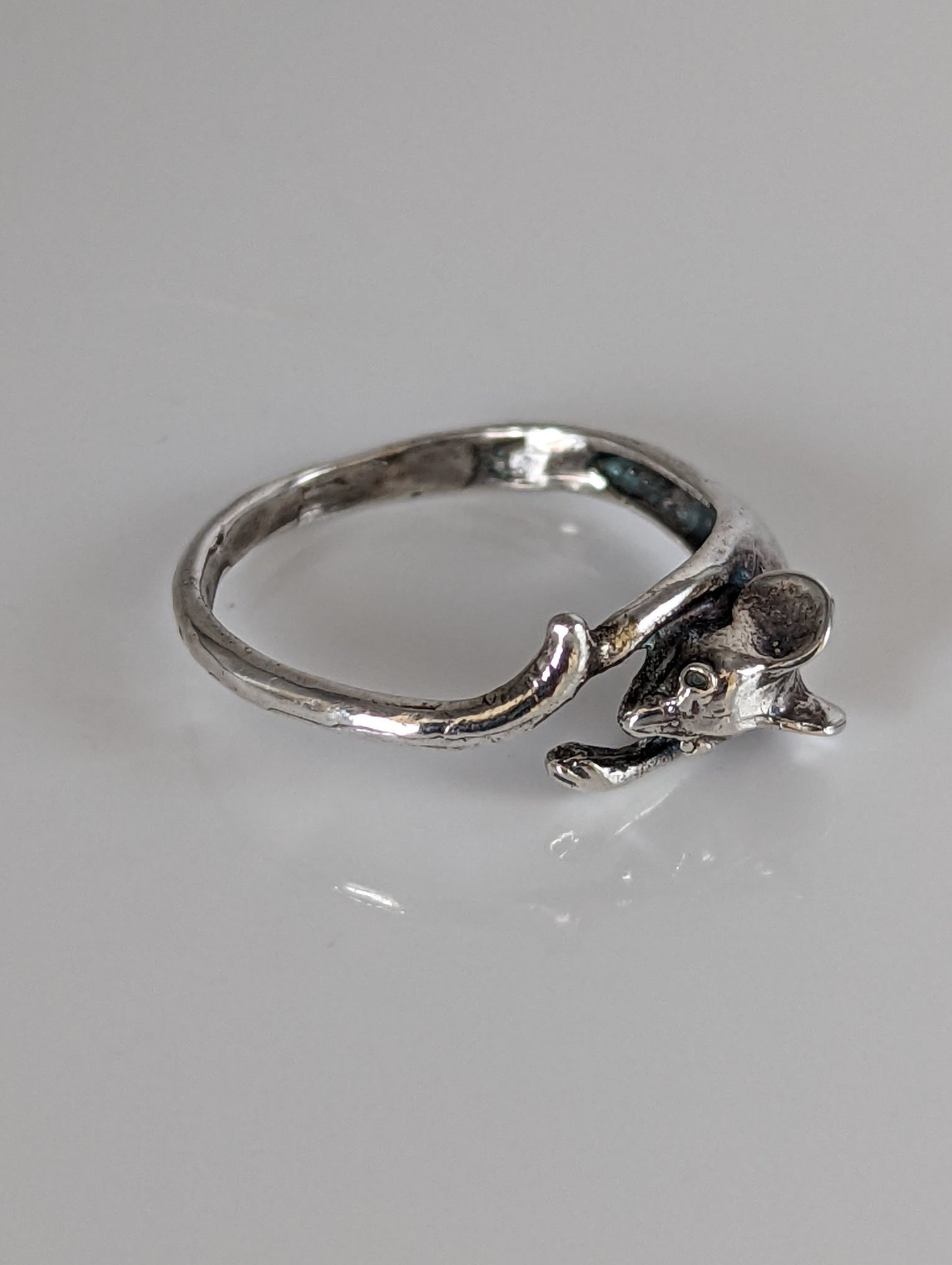 925 Silver Mouse Ring – Handmade Whimsical Wrap-Around Design