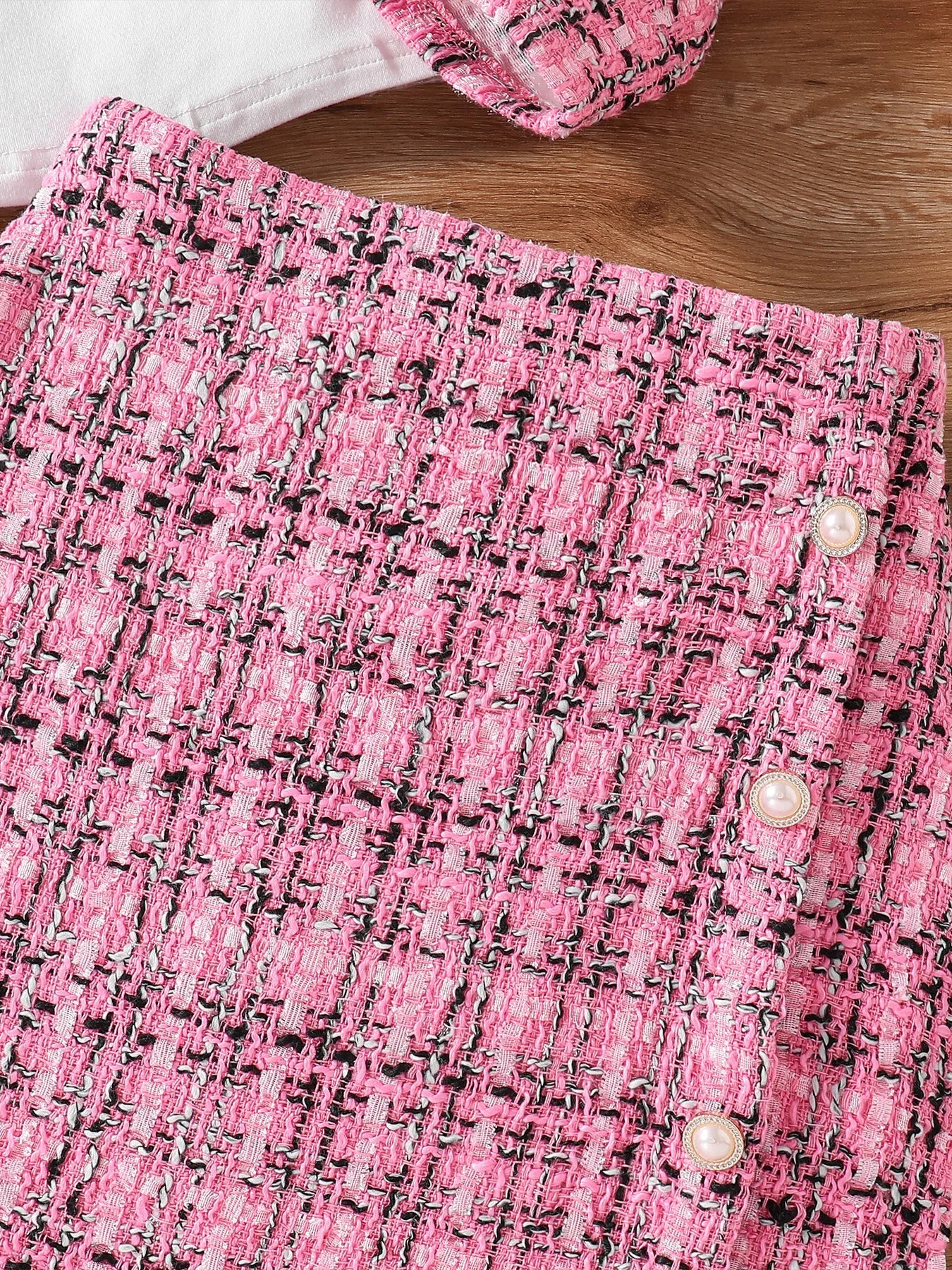 Complete luxury girls' fashion 3-piece set including coat, skirt, and shirt, perfect for fashionable young girls aged 7-13.