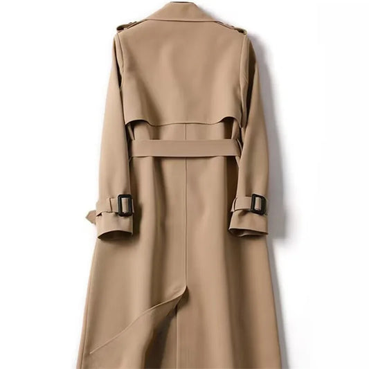 Stylish and chic women's trench coat featuring a turn-down collar and double breasted closure, ideal for autumn and winter seasons.