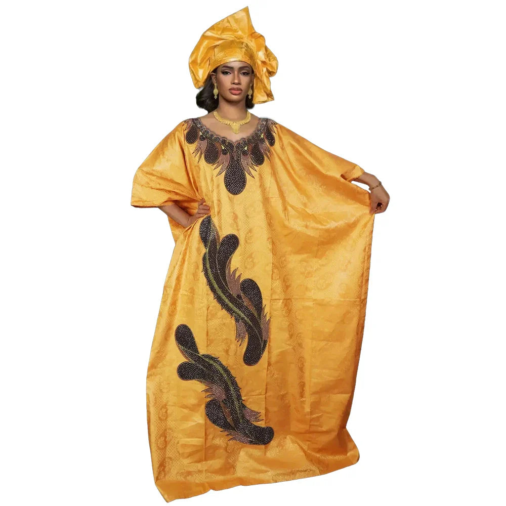 Elegant Traditional African Dashiki Gown for Women in Vibrant Green, Embroidered Ankara Dress Perfect for Weddings and Formal Parties