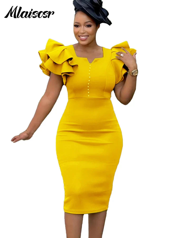 Refined Mlaiscsr midi dress with a natural waistline, elevating office wear with classic elegance.