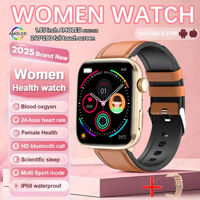 Luxury Women's Smart Watch with NFC capabilities and comprehensive health tracking features, elegantly designed to complement any outfit.