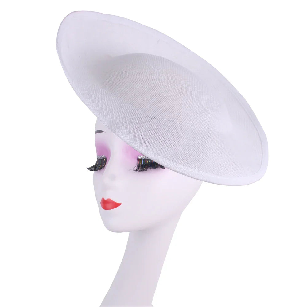 Elegant 30CM round fascinator base for DIY hair accessories, ideal for women’s wedding hats and formal events, crafted from luxurious polyester.