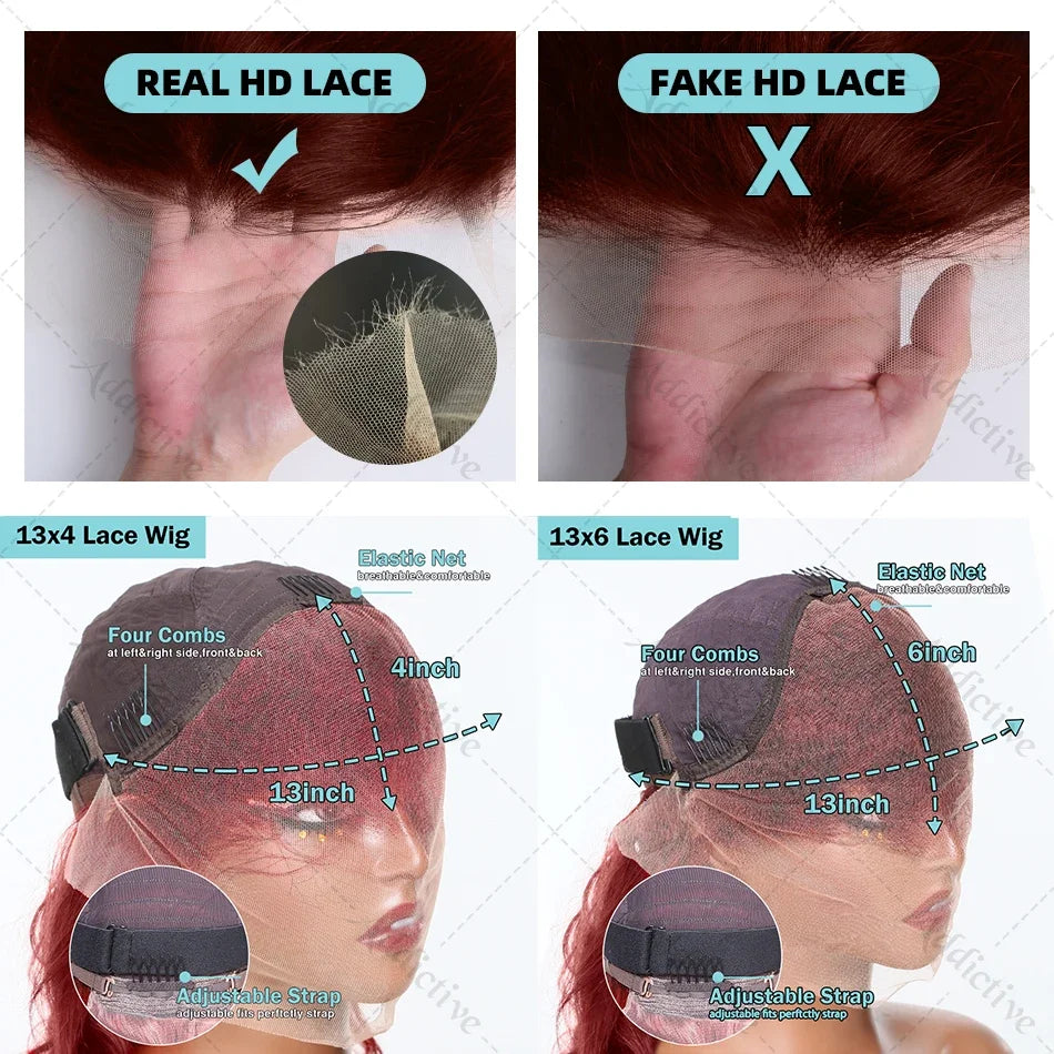 Elegant 250% density Brazilian body wave lace front wig in 33# auburn reddish brown colour, measuring 30-32 inches, featuring a high-definition 13x4 lace frontal design, made from 100% human hair, perfect for transforming your style with luxury and sophistication.