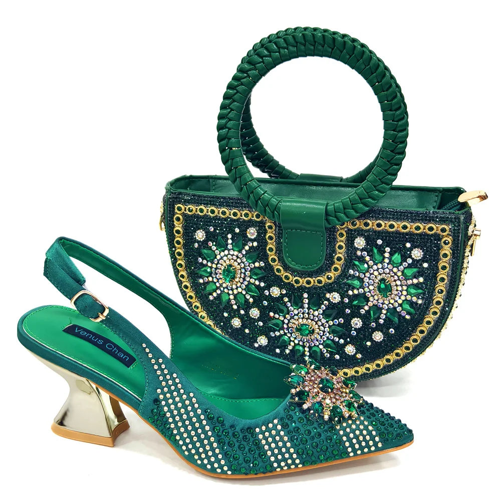 Chic, unbranded women's bag and shoe set, ideal for formal gatherings and elegant parties, highlighting sophisticated Nigerian design.