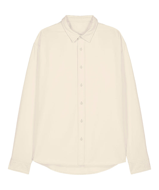 Luxurious 100% organic cotton heavy relaxed unisex shirt showcasing a soft, durable fabric and elegant oversized fit, perfect for everyday elegance.