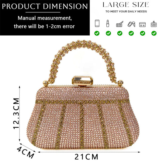Chic Venus Chan Rhinestone Bag, designed to match the Champagne Slingback Heels, an elegant accessory for women's formal occasions.