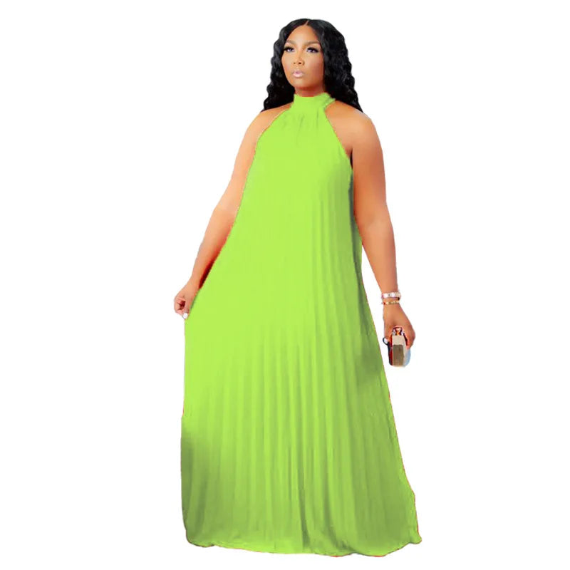 Exquisite Sleeveless A-Line Maxi Dress, designed for mature women with a refined sense of style, made from high-quality polyester.