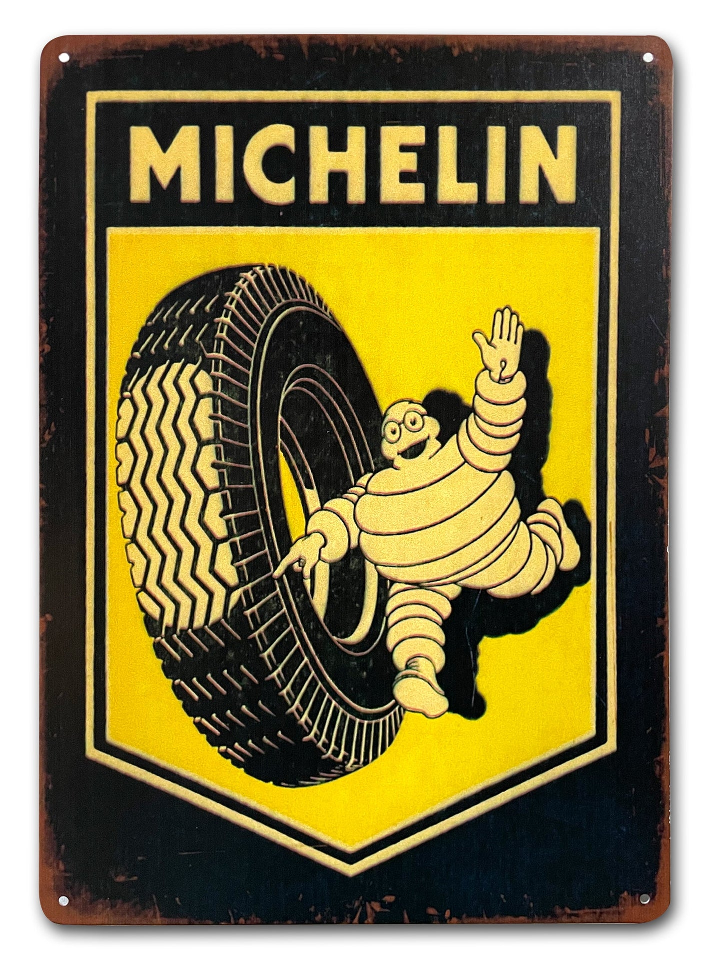 Authentic Vintage Michelin Metal Sign 200mm x 300mm - Retro Motoring Decor