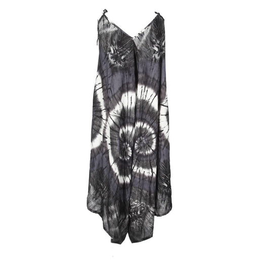 Luxurious tie dye print wide leg cami jumpsuit with flowing fabric perfect for summer holidays in ocean blue tones.