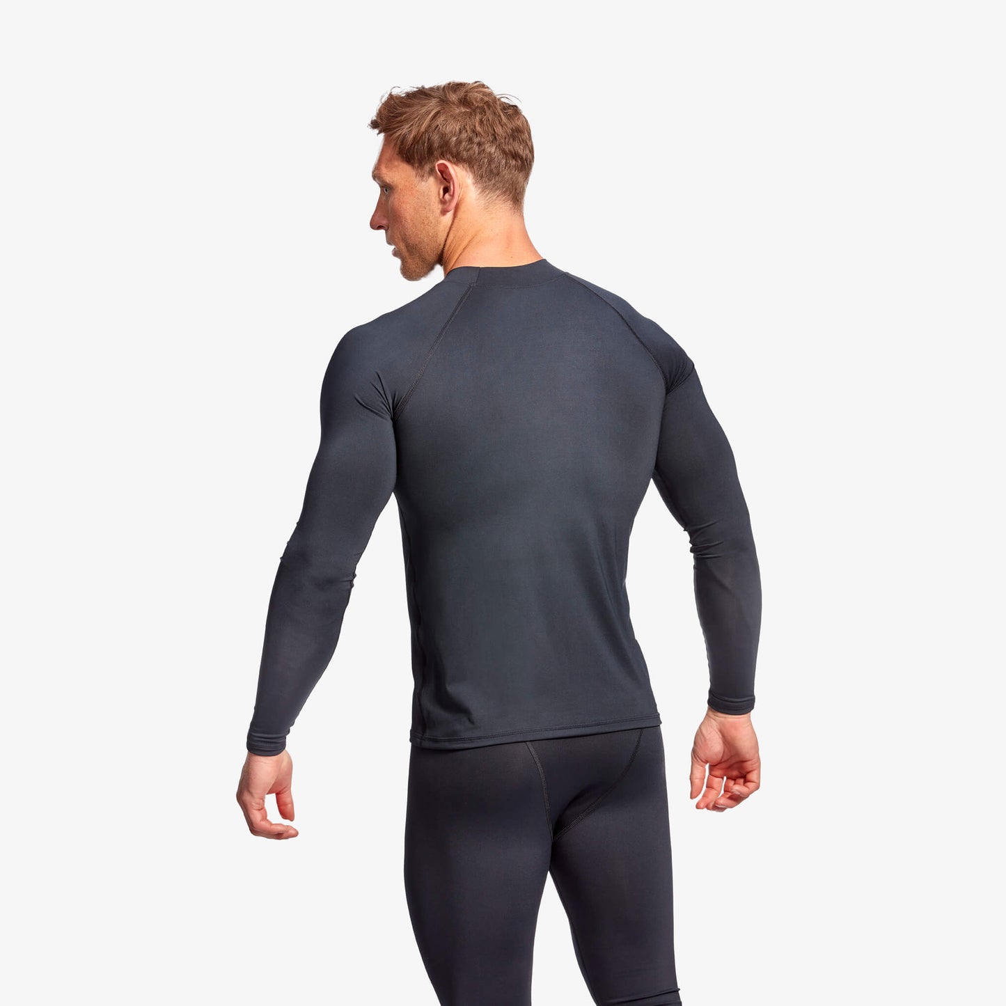 Stylish display of KYMIRA Men's Long Sleeve Infrared Recovery Baselayer, highlighting its infrared technology designed for superior body temperature regulation and circulation.