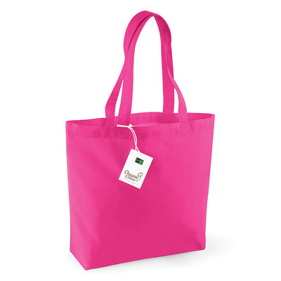 Chic Earth Wardrobe organic cotton shopper bag showcasing premium quality, perfect for eco-conscious consumers, with a generous capacity of 16 litres and luxurious 58cm handles.