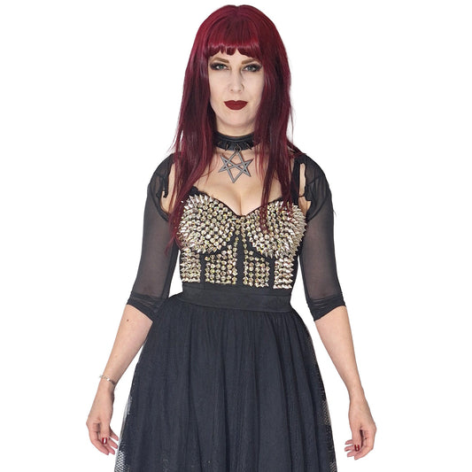 Necessary Evil Cybele Black Mesh Bolero with Bat Wing Effect - Elegant Gothic Cover-Up
