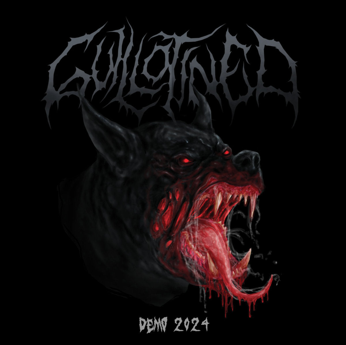Official CD cover of 'Demo 2025' by Guillotined, released by Rancid Offal Records, showcasing Brutal Death Metal album art.