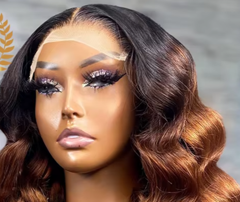 Close-up view of the luxurious Ombre Blonde Deep Wave Wig displaying its soft, bouncy texture and expertise in hair craftsmanship.