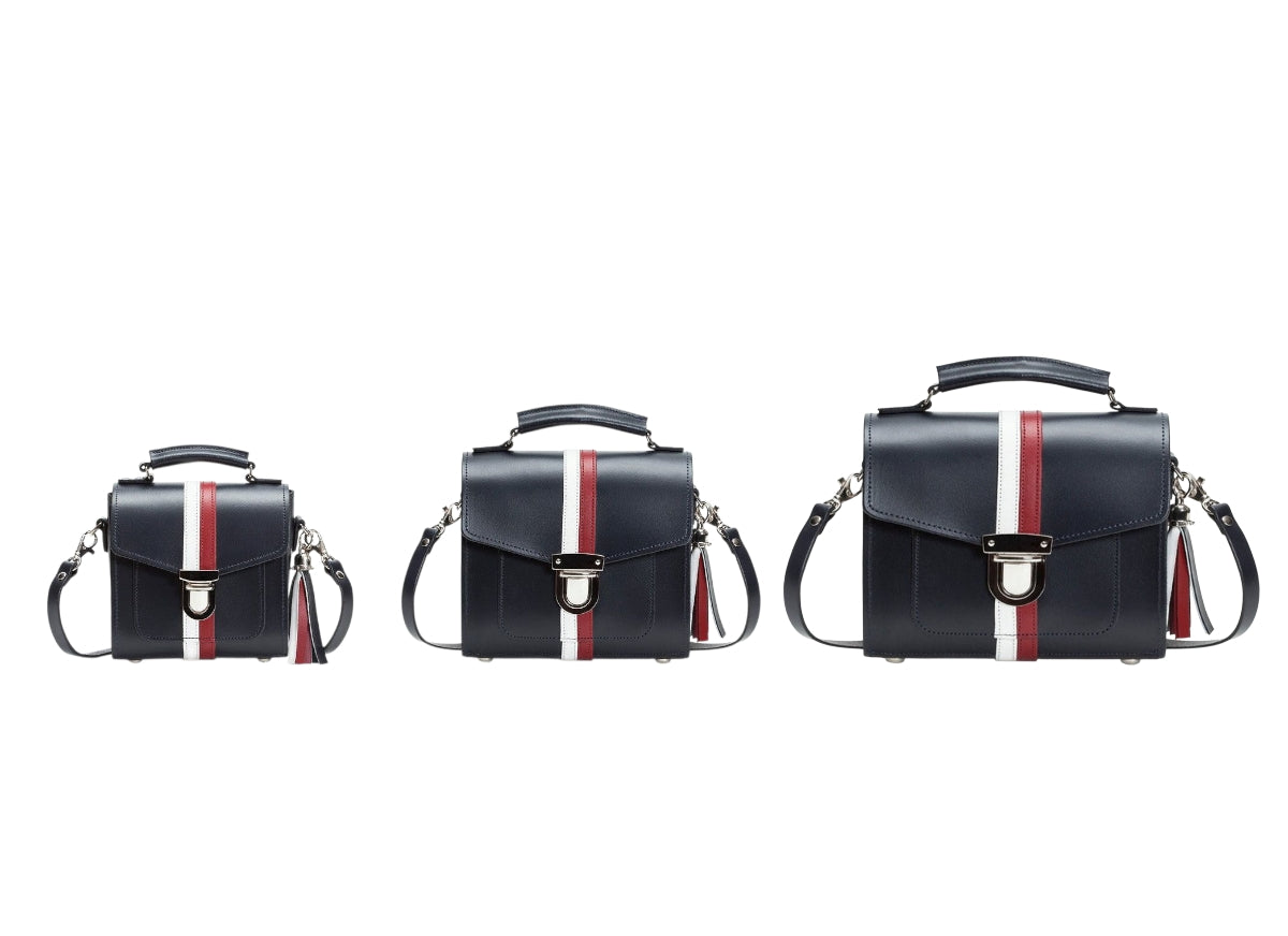 Model showcasing the Plus size Sugarcube Handbag, illustrating its elegant adaptability for various fashionable outfits.