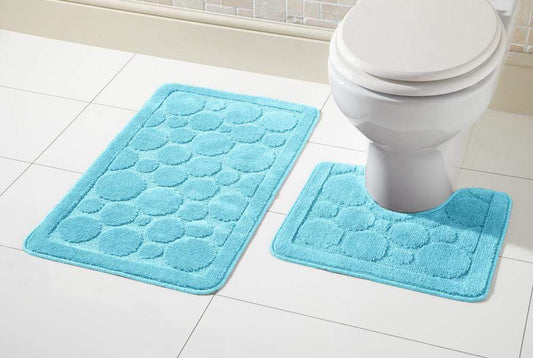Multiple options of Cali Bath Mat Set by OLIVIA ROCCO displayed in various colours, highlighting the unique non-slip backing and ultra-absorbent features.