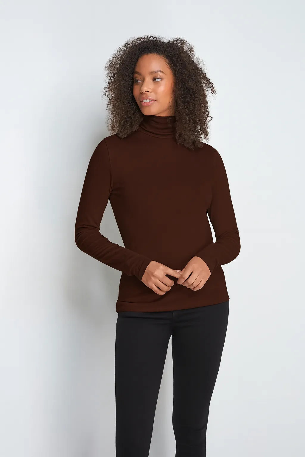 Chic Women's Roll Neck TENCEL™ Micro Modal Top in various sizes 8-18, blending elegance with everyday comfort.