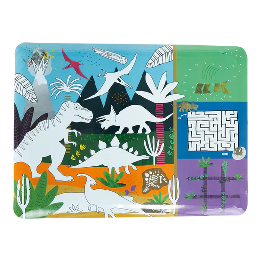 Floss & Rock Colouring Fun & Games Activity Mat - Dinosaurs
