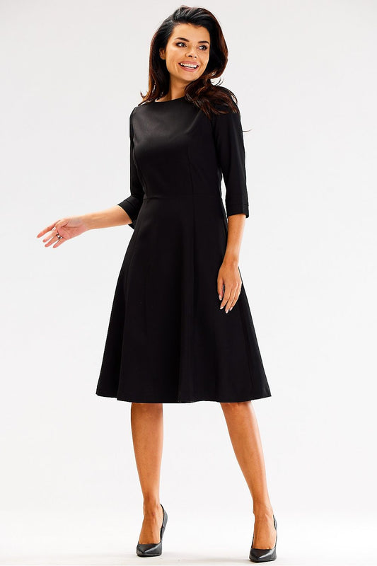 Elegant blush black daydress by Awama featuring a round neckline, designed for a luxurious and comfortable fit.