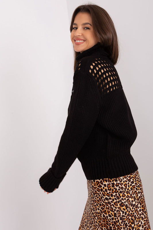 Close-up of the soft texture and fine knit of the Luxury 100% Acrylic Turtleneck Sweater by Factory Price, showcasing its high-quality craftsmanship.