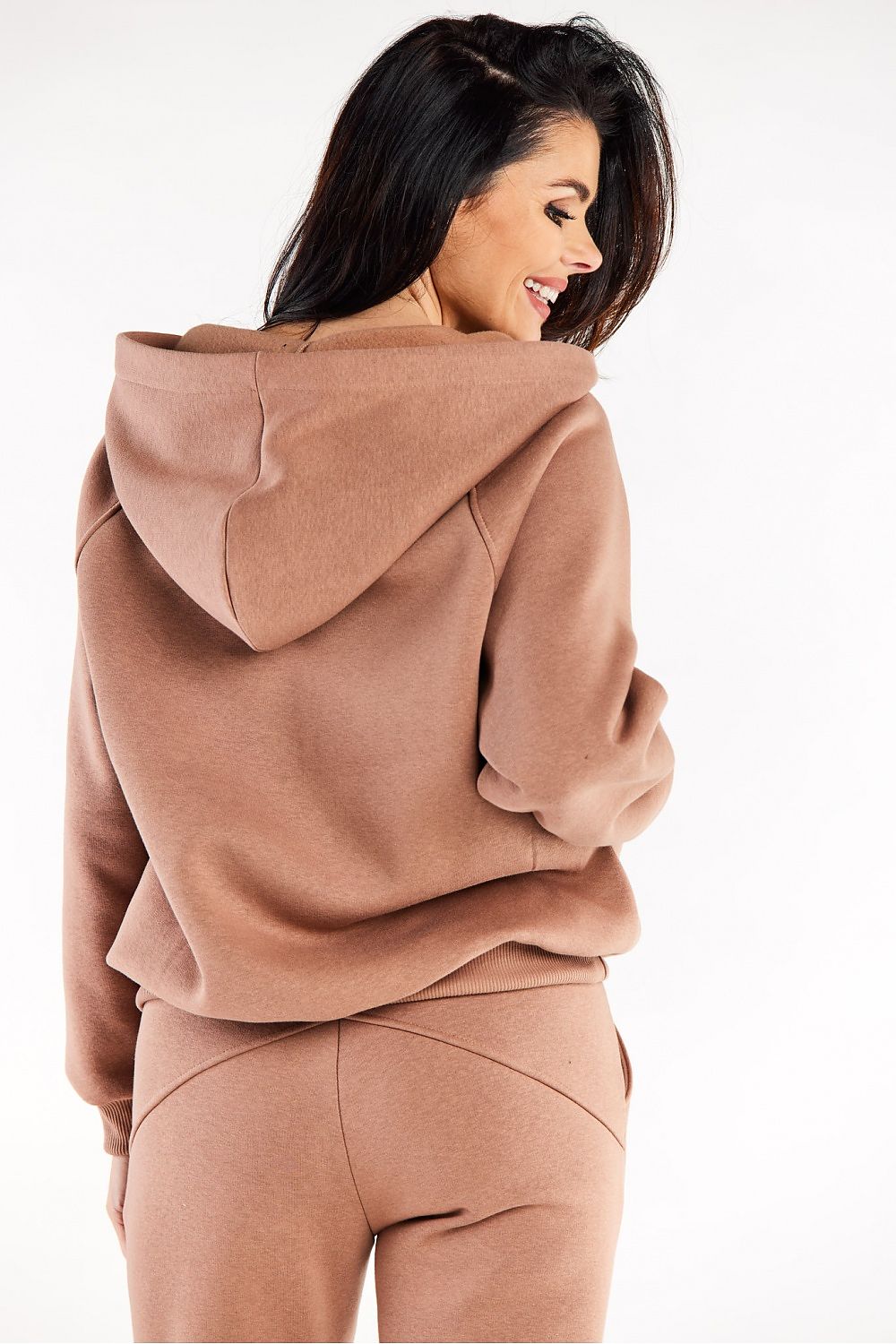 Chic Luxury Infinite You Hooded Zippered Sweatshirt highlighting decorative stitching details and large functional pockets, a must-have for luxury athleisure.