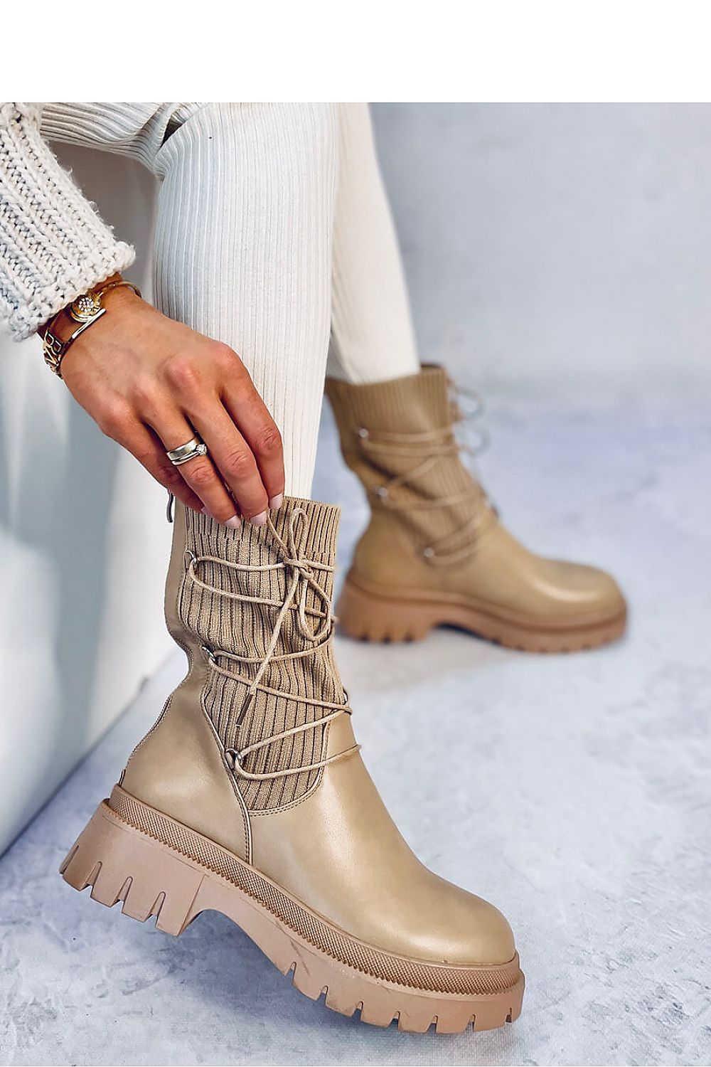Versatile Women's Sock Boots with a Contemporary Design from Inello, featuring a back zipper and thick sole, perfect for daily elegance and comfort.