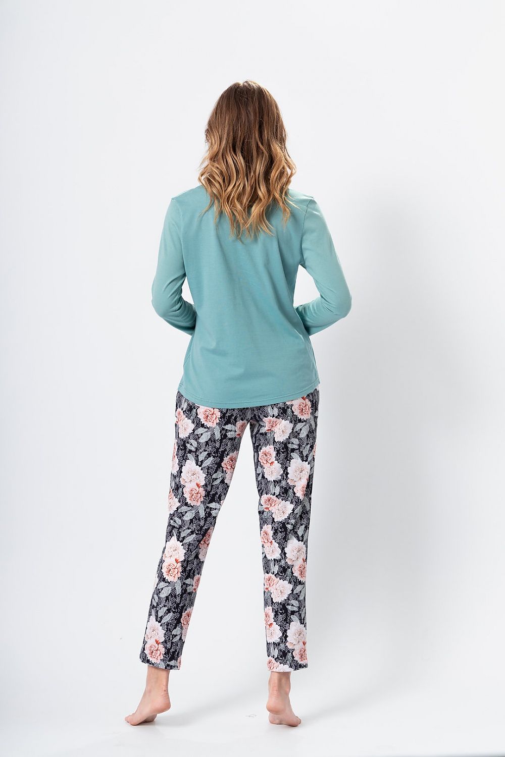 M-Max premium cotton pyjamas set presented in a delicate shade of pea green with chic pants and refined craftsmanship.