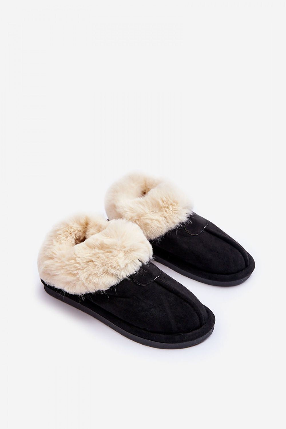 Luxurious eco suede slip-on slippers with fur lining from Step in Style, featuring a comfortable non-slip sole, perfect for warm comfort at home during cold days.