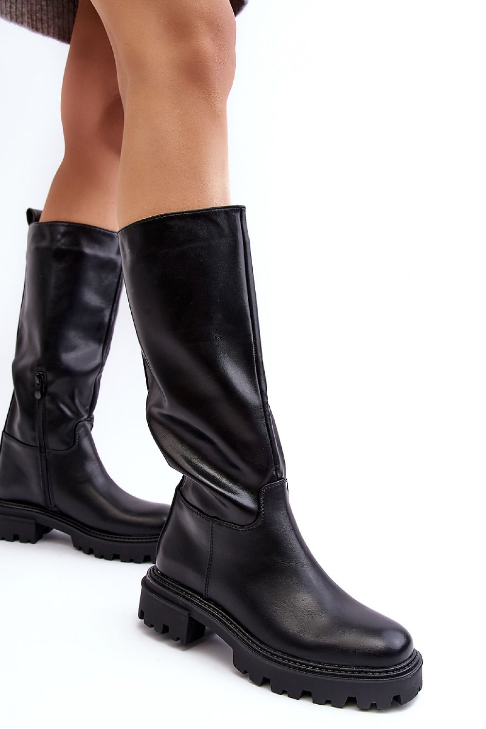 Stylish Women's Eco Leather Knee-High Heel Boots with Insulation and Zipper Fastening from Step in Style, perfect for autumn-winter fashion.