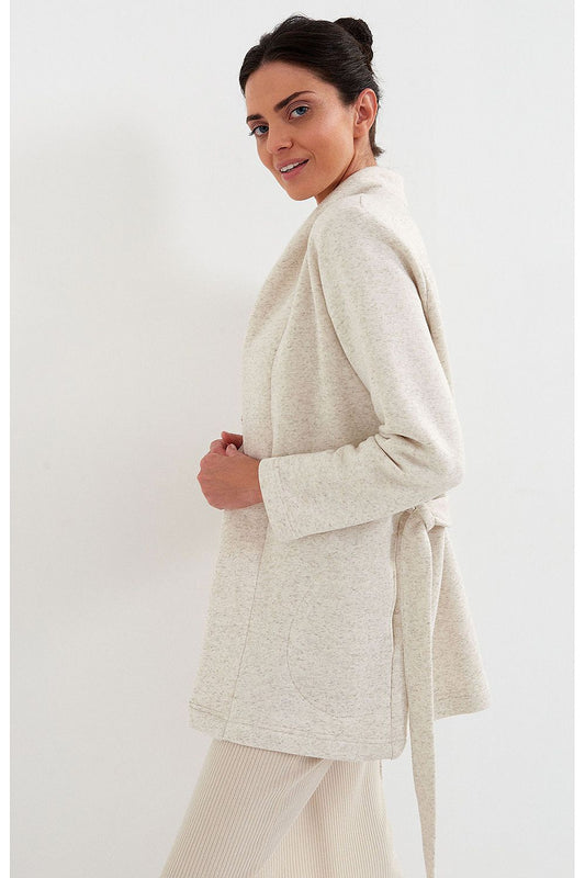 Elegant design of Cana Women's Knitted Bathrobe with long sleeves and convenient slip pockets, showcasing a sophisticated look for relaxation.