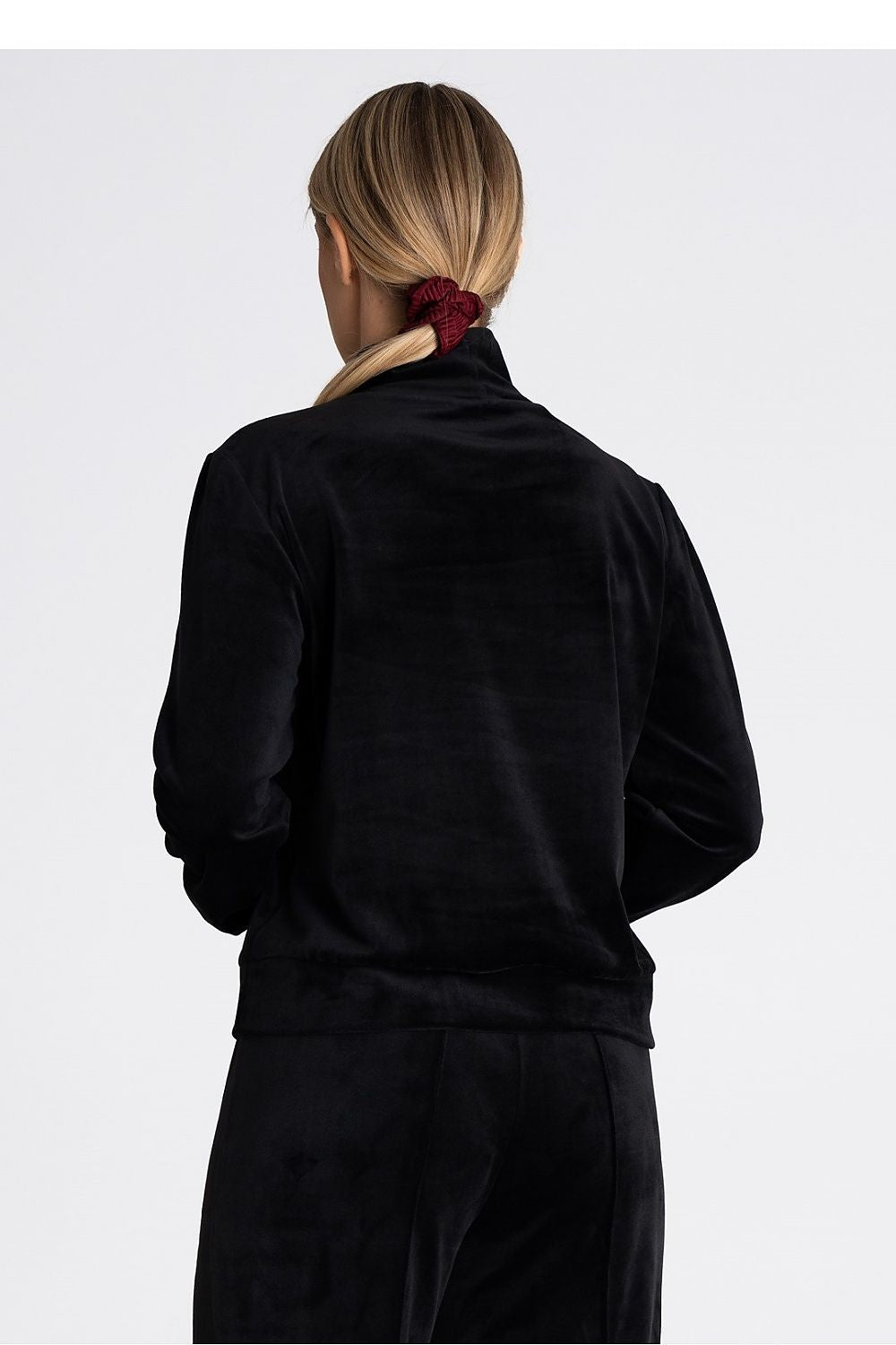 Elegant women's velour turtleneck sweatshirt by Figl, showcasing plush fabric and a sophisticated long sleeve design, perfect for a chic wardrobe.