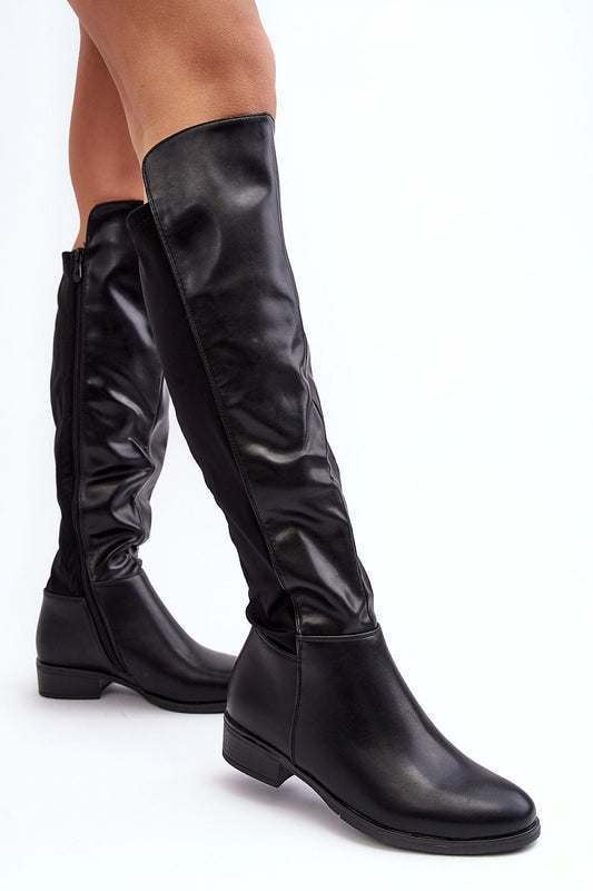Luxurious Women's Eco Leather Thigh-High Boots by Step in Style with 42 cm upper, showcasing a sleek rounded toe design and insulated warmers for ultimate sophistication.