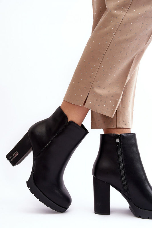 Elegant women's eco-leather ankle boots featuring a post heel and rounded toe design by Step in Style, ideal for stylish autumn outfits.