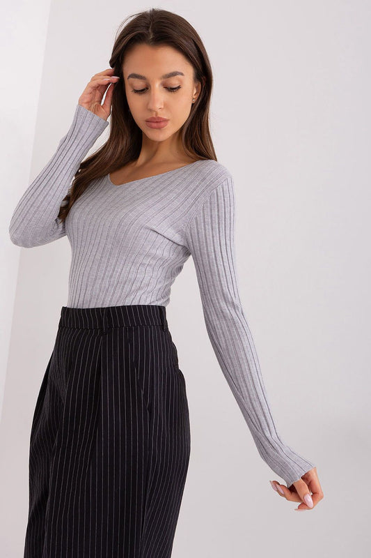 Luxurious long sleeve ribbed sweater for women in a stylish V neck design, created by Factory Price for optimal comfort and everyday elegance.