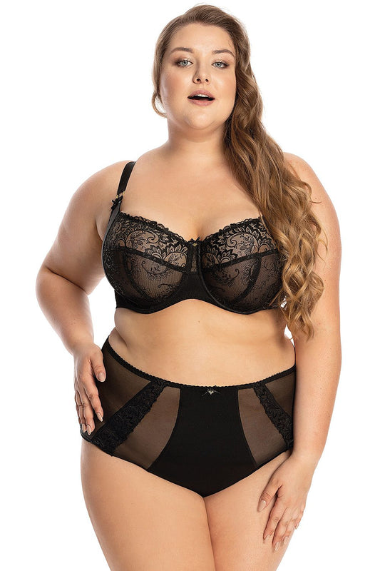 Elegant Bella Misteria fine microfiber panties, classic full briefs featuring intricate embroidery and smooth back for invisible wear under clothing.