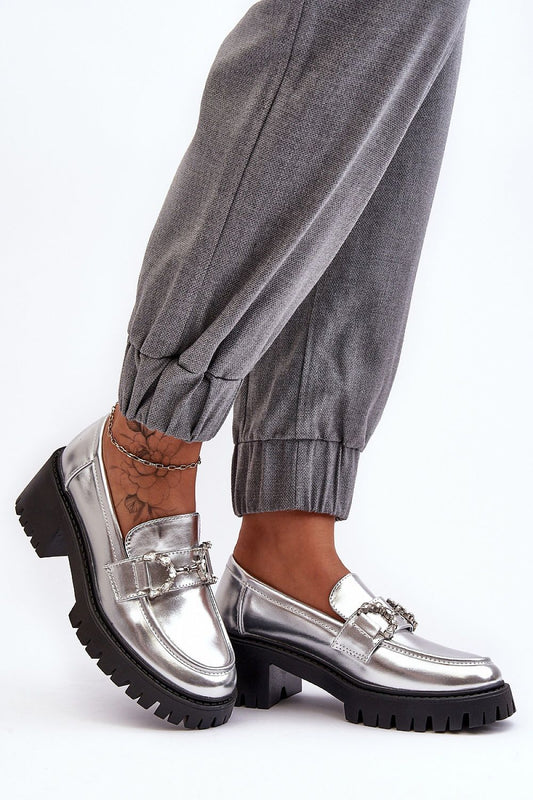 Close-up of Step in Style's Eco Leather Low Heeled Semi-Boots featuring luxurious jewel strap decoration and rounded toes.