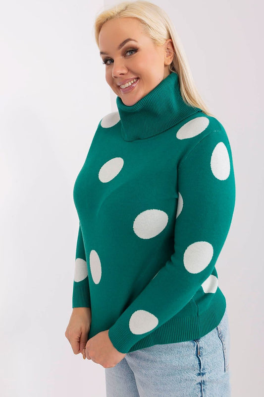 Close-up of the decorative large peas on the Factory Price Elegant Plus Size Women's Turtleneck Sweater, highlighting its unique charm and quality materials.