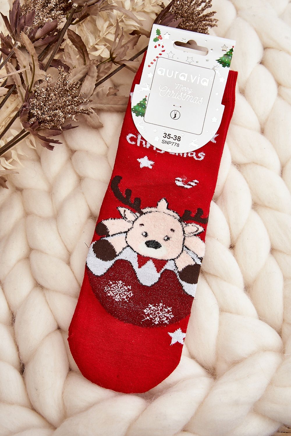 High-quality women's cotton socks with Christmas motifs by Step in Style, perfect as a luxurious winter present.