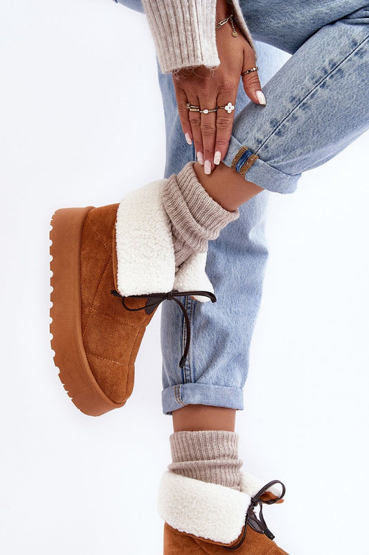 Luxury Women's Snow Boots by Step in Style featuring eco-suede material, insulated sheepskin lining, and a thick platform design.