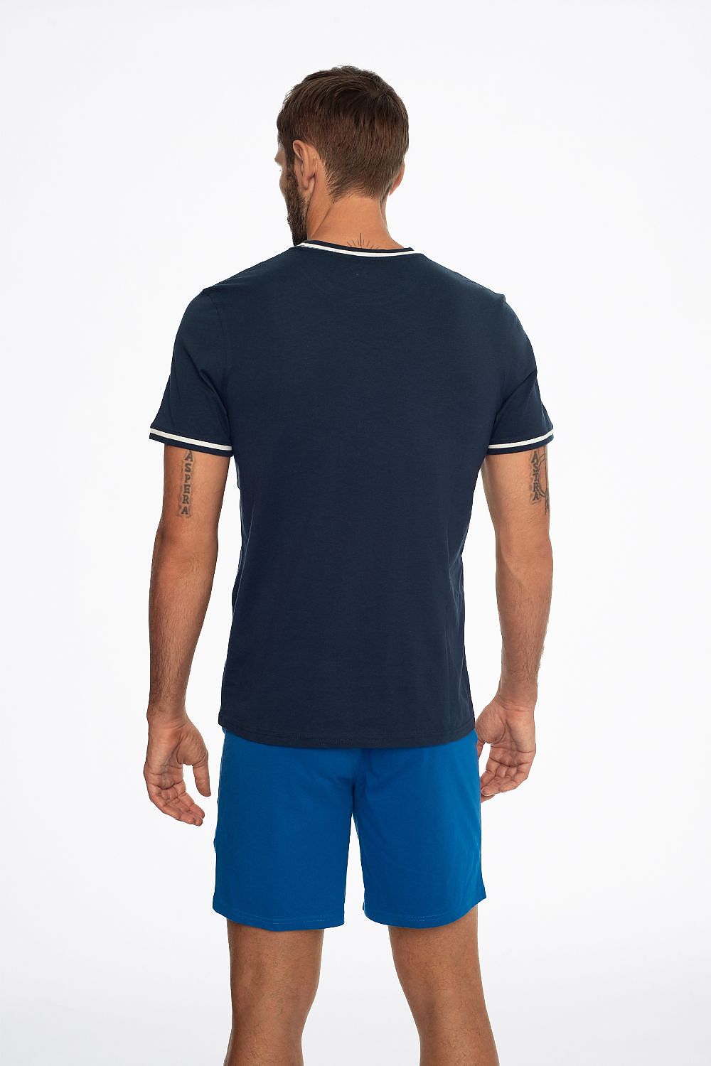 Luxury Henderson Men's Cotton Bathrobe featuring a short-sleeve design and adjustable waist, ideal for comfortable lounging.