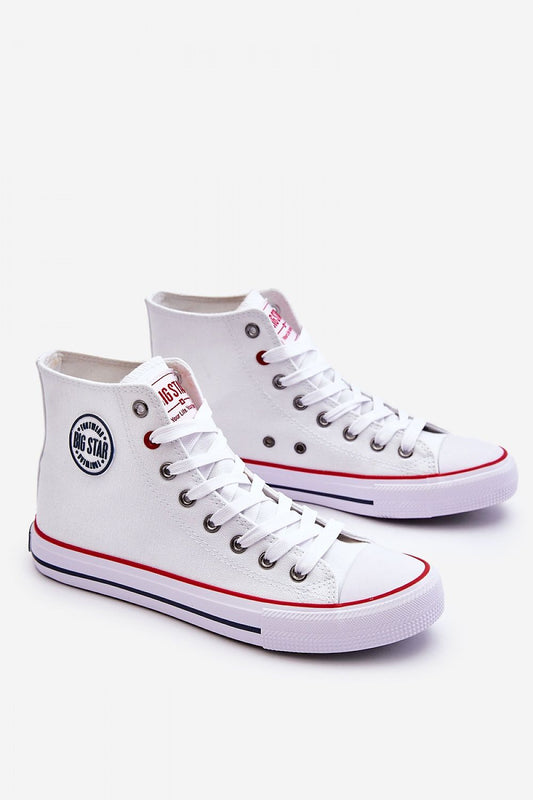 Elegant BIG STAR Women's High-Top Sneakers showcasing a chic design, complete with a soft fabric insole and non-slip sole, perfect for fashionable outings.