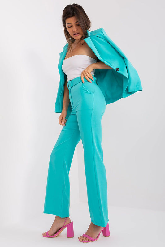 Stylish women's flared trousers by Italy Moda, showcasing a refined silhouette with a modern high-rise fit, ideal for sophisticated occasions and formal wear.