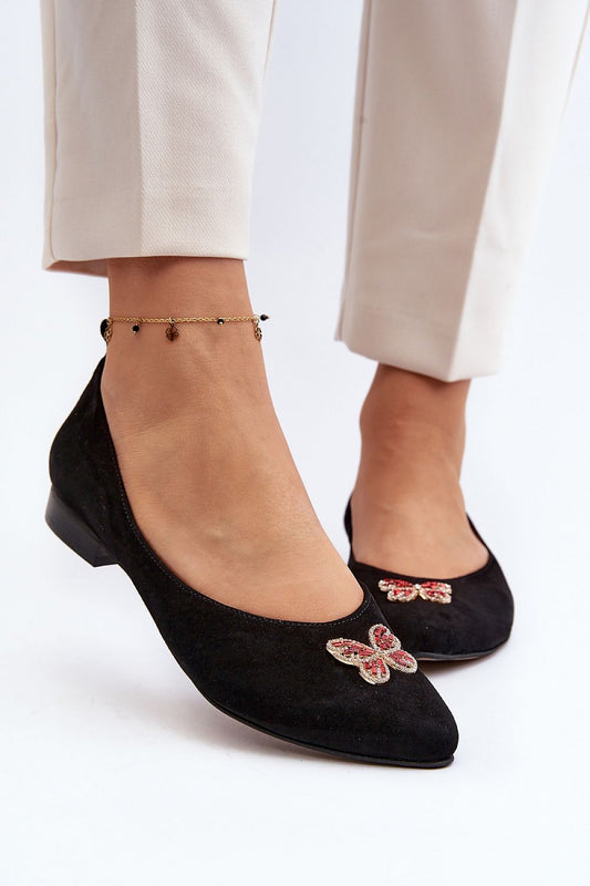 Chic and comfortable soft leather insole in Step in Style's elegant suede ballet flats.