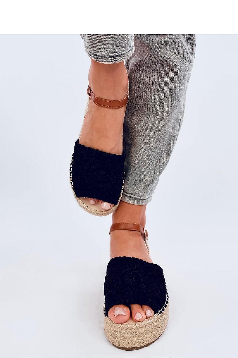 Chic women's open toe espadrille sandals with ecological leather by Inello, showcasing a fashionable boho aesthetic.