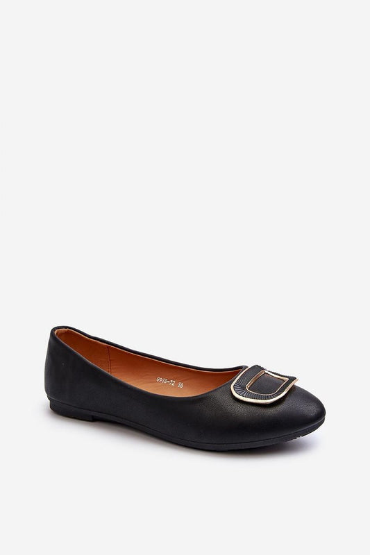 Stylish black eco leather ballet flat by Step in Style showcasing a refined buckle detail. Ideal for adding sophistication to any outfit this summer.