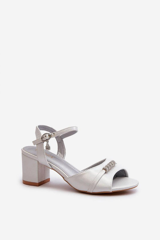 Close-up view of Vinceza Eco-Suede Women's Heel Sandals, showcasing unique decorative elements and premium quality material, perfect for chic and fashionable outfits.