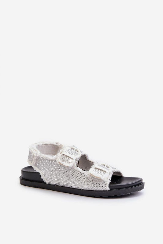 Elegant women's textile sandals with Velcro fastening, 2.5 cm platform, perfect for summer outings by Step in Style.