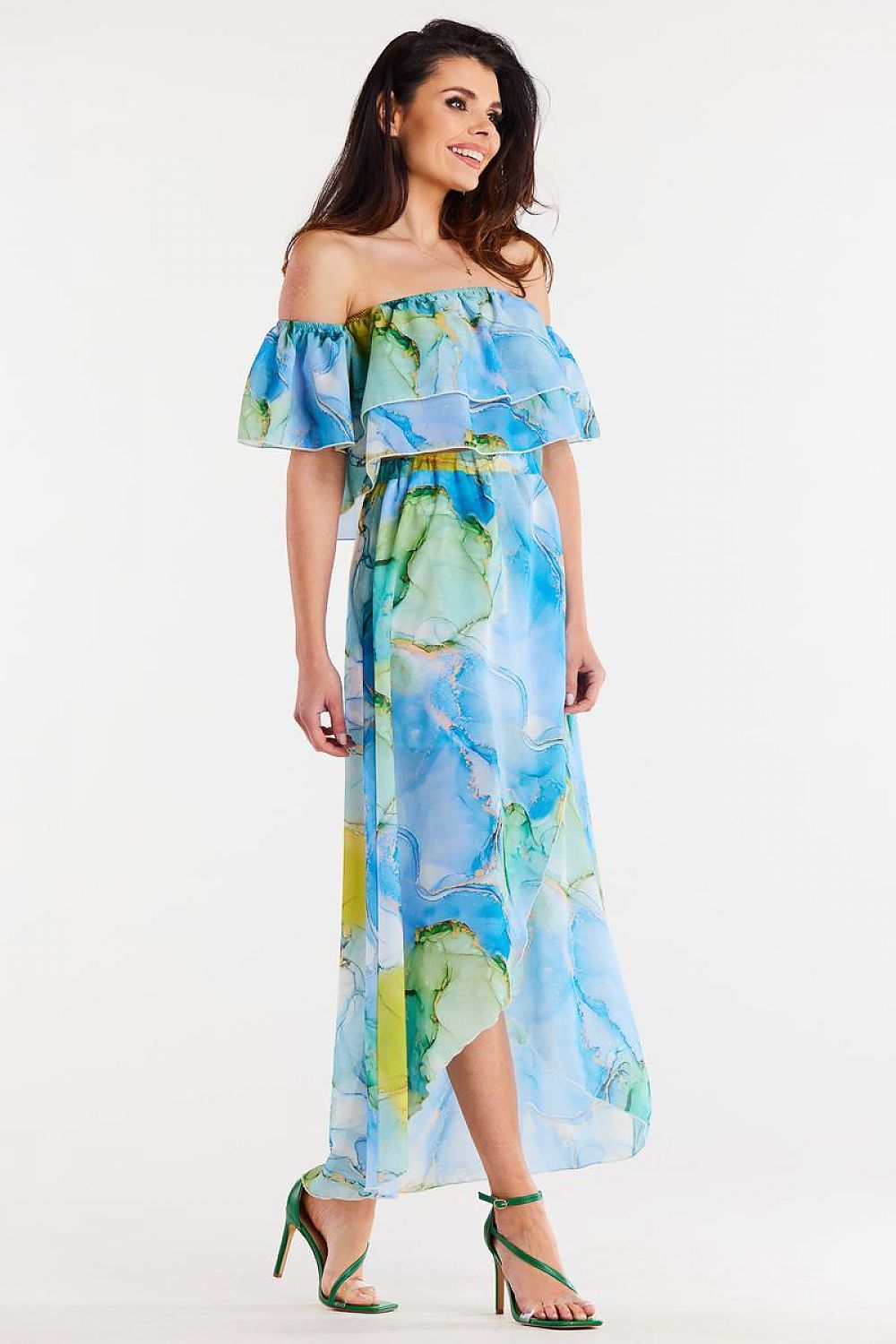 Stunning asymmetrical chiffon skirt by Awama, designed for elegance and comfort in EU and US sizes, perfect for fashion-forward women.